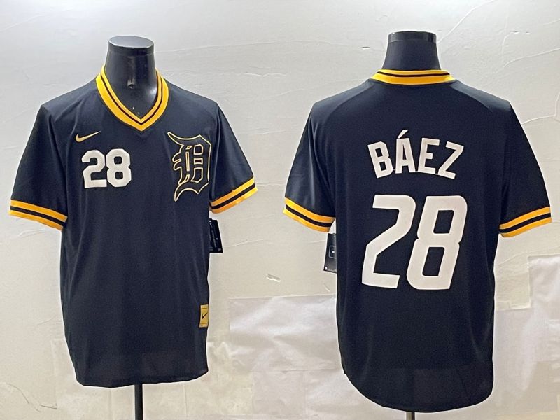 Men Detroit Tigers #28 Baez Black Gold Game 2025 Nike MLB Jersey style 5->detroit tigers->MLB Jersey